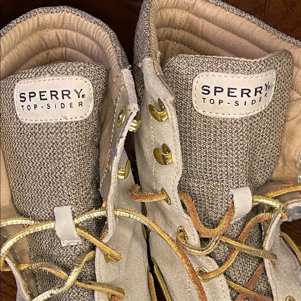 Sperry Top-Sider HIKERFISH Lace-Up Boots 7.5 Linen & Gold Accents - Picture 8 of 12